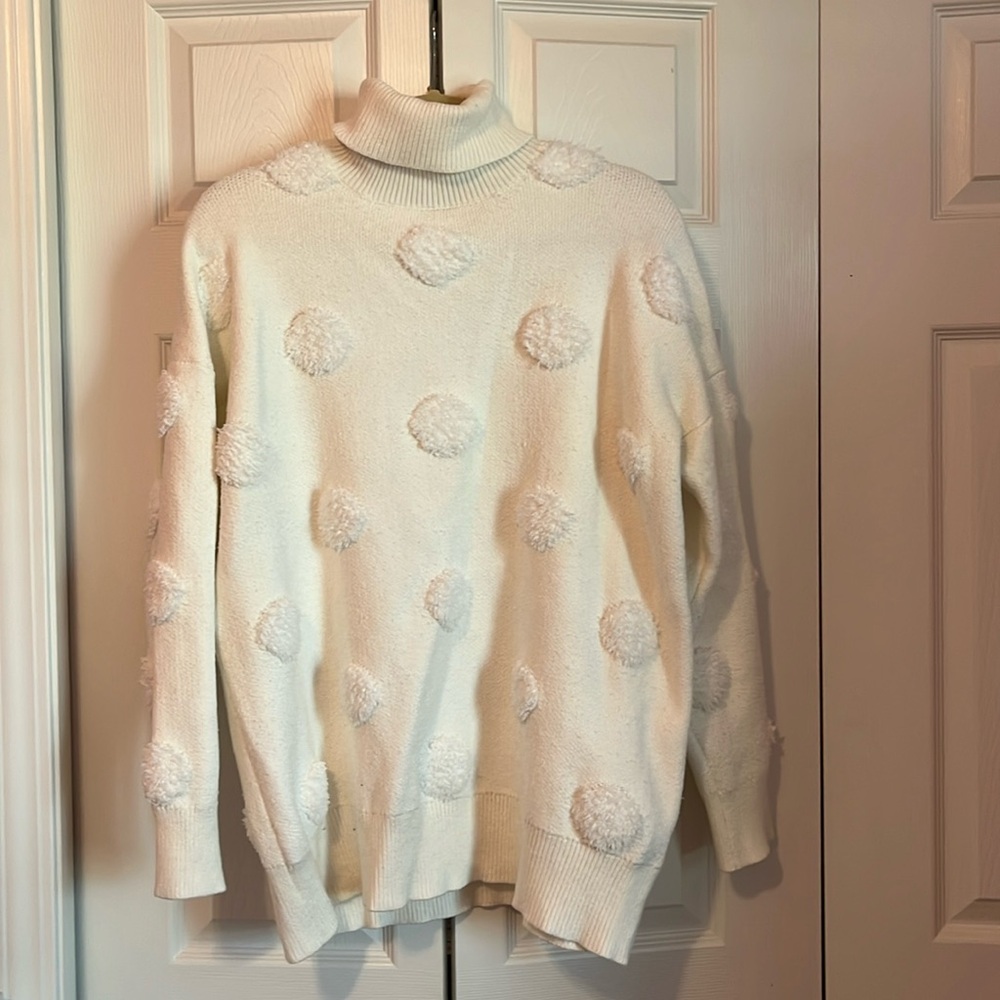 White polka dot turtleneck